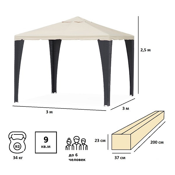 Шатер-беседка 3176В 3х3х2,5м полиэстер, Green Glade