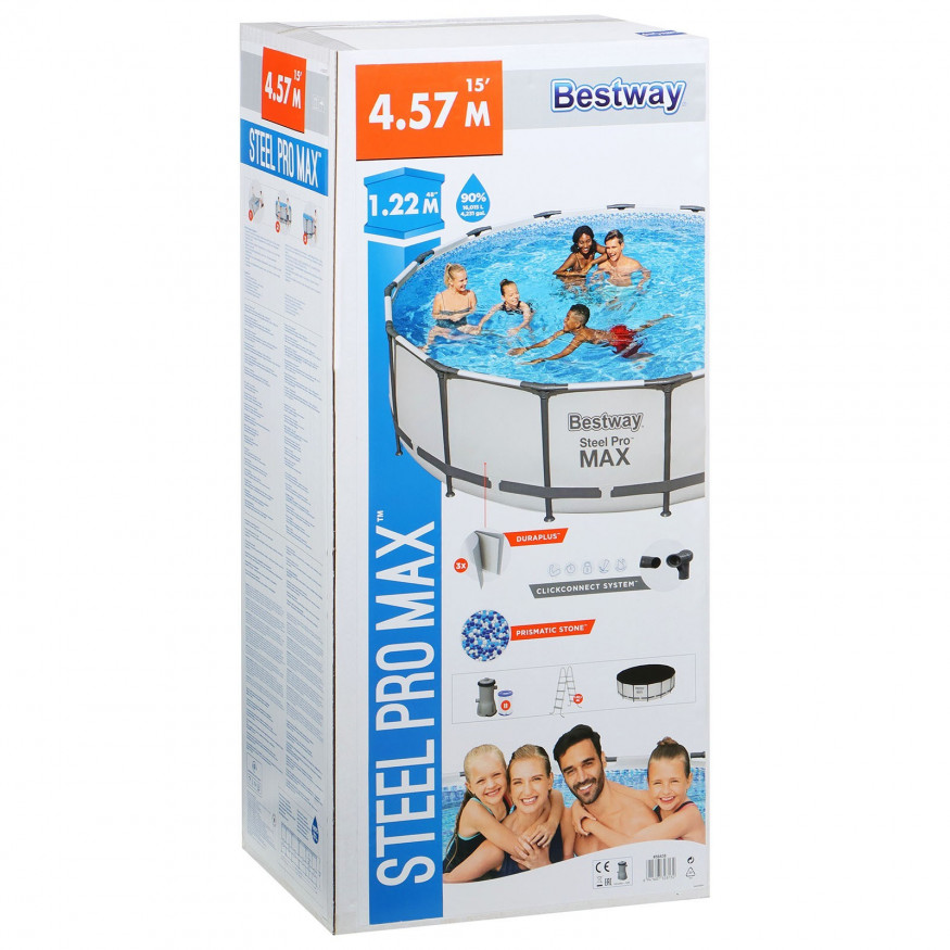 Бассейн каркасный Steel Pro MAX, 457 х 122 см + 3 аксессуара