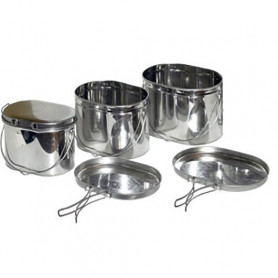 Набор низких котелков - 3 шт. (3,3; 4,5; 6,0 л.) с крышками, Матрешка, крышка с ручками