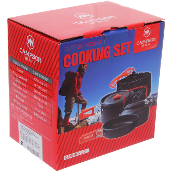 Набор посуды походной на 2-3 персон (9 предметов) COMPSOR-308