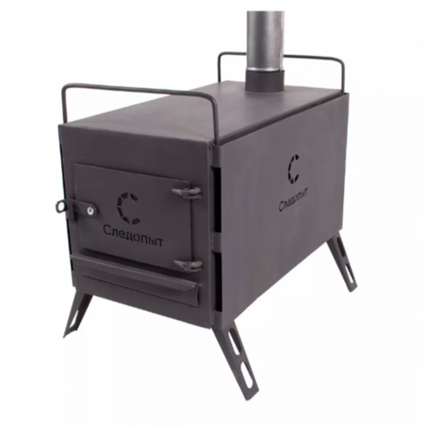 Печь походная Heavy большая (с экранами, угловыми трубами, грибком), сталь 2 мм, Следопыт